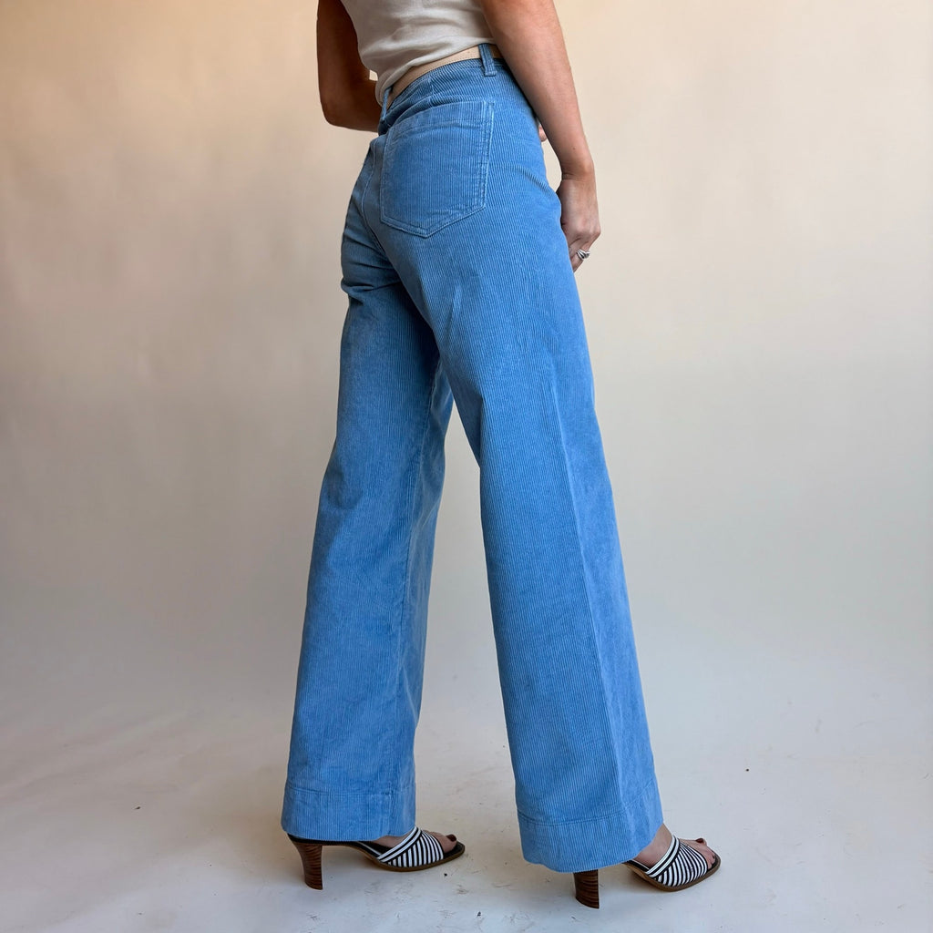 Gap Baby Blue High-Waisted Corduroy Pants - Wide Leg, 00, Y2K