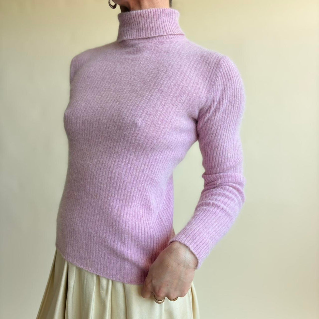 Lord & Taylor Light Pink Angora & Lambswool Turtleneck - Size Small