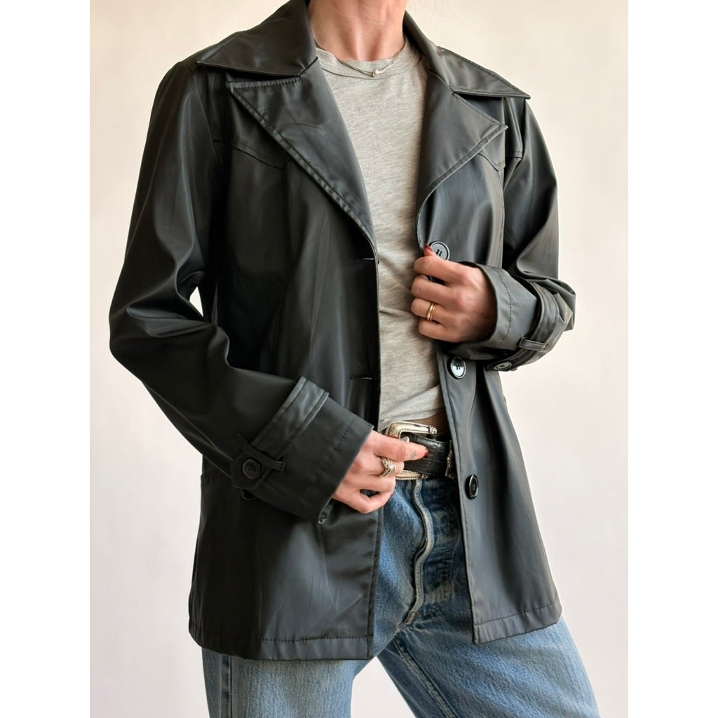 Vintage Louise Paris Black Short Trench Jacket