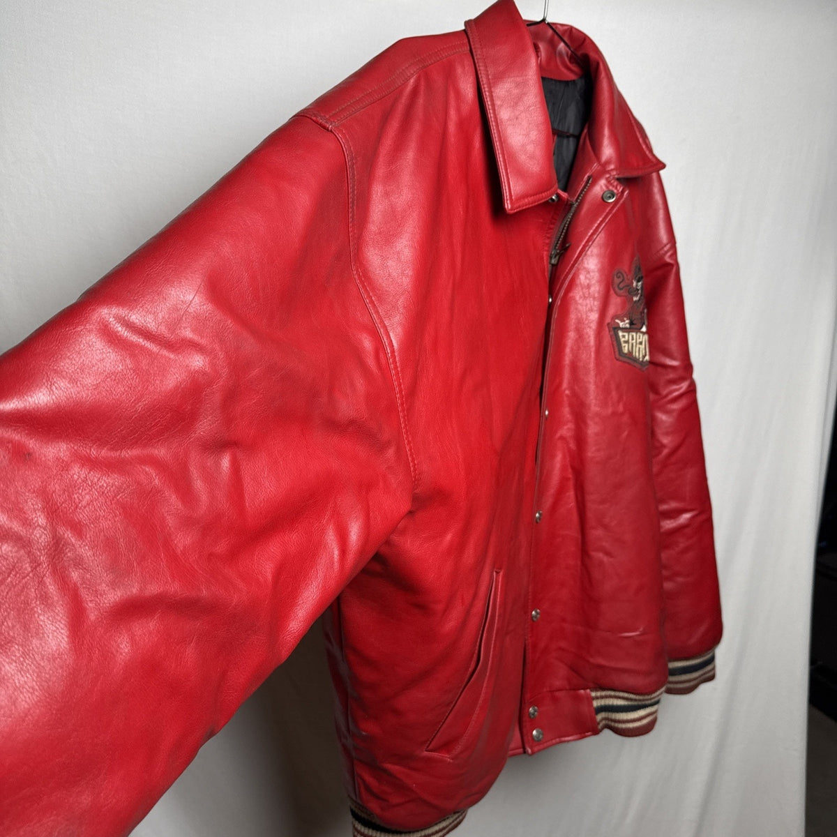 Vintage Barcode Moto Leather Jacket Mens XL Oriental Dragons