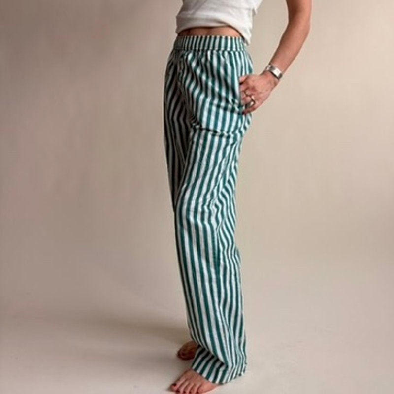 Grayson Threads Green & White Stripe Lounge Pants -  Size XXS