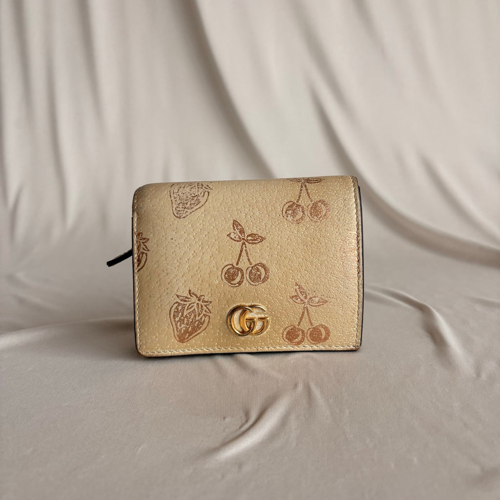 Gucci GG Marmont Berry Print Wallet - Cream, Gold Hardware- 2020