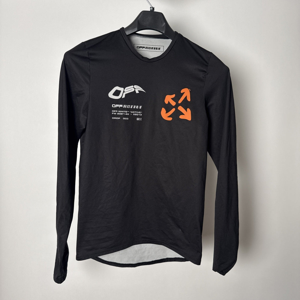 Off-White Logo VIRGIL ABLOH active long sleeve T-shirt Size XS Authentic Black