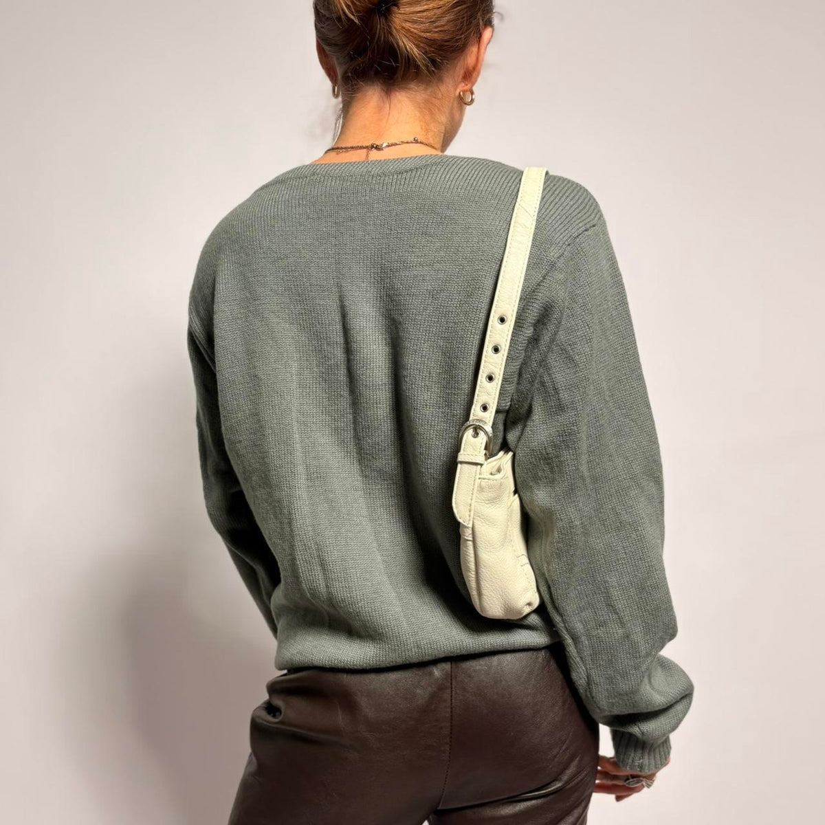 Anne Klein Crew Neck Sweater - Grey Green, Fits Medium