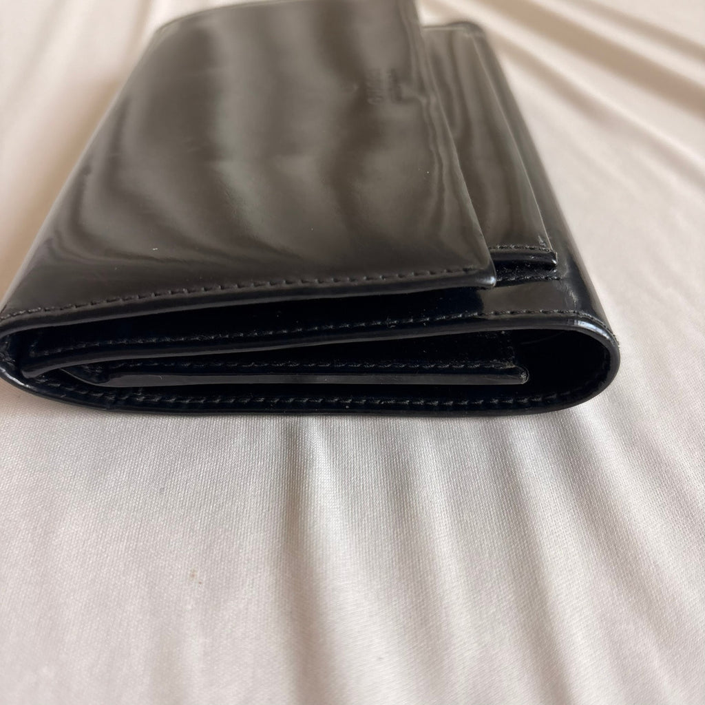 Gucci Patent Logo Wallet - Black, Trifold, Vintage