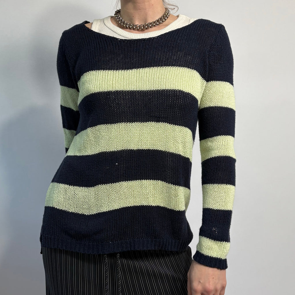 Olive & Oak Striped Open Back Sweater - Size Small