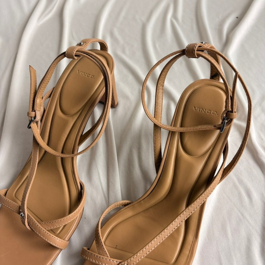 Vince Marilyn Strappy Sandals - Sable Beige Leather, Size 8