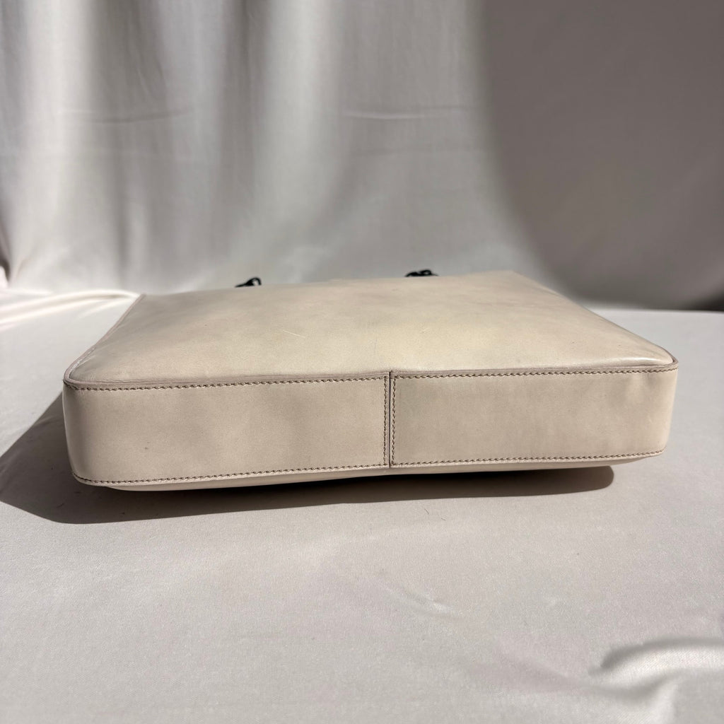 Vintage Prada Vitello Catena Tote Bag - Ivory Calfskin