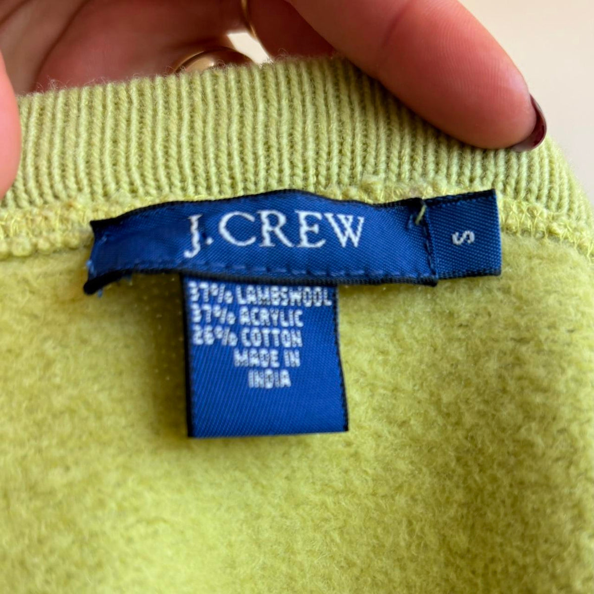 J.Crew Lime Green Lambswool & Cotton Zip Cardigan -Size Small