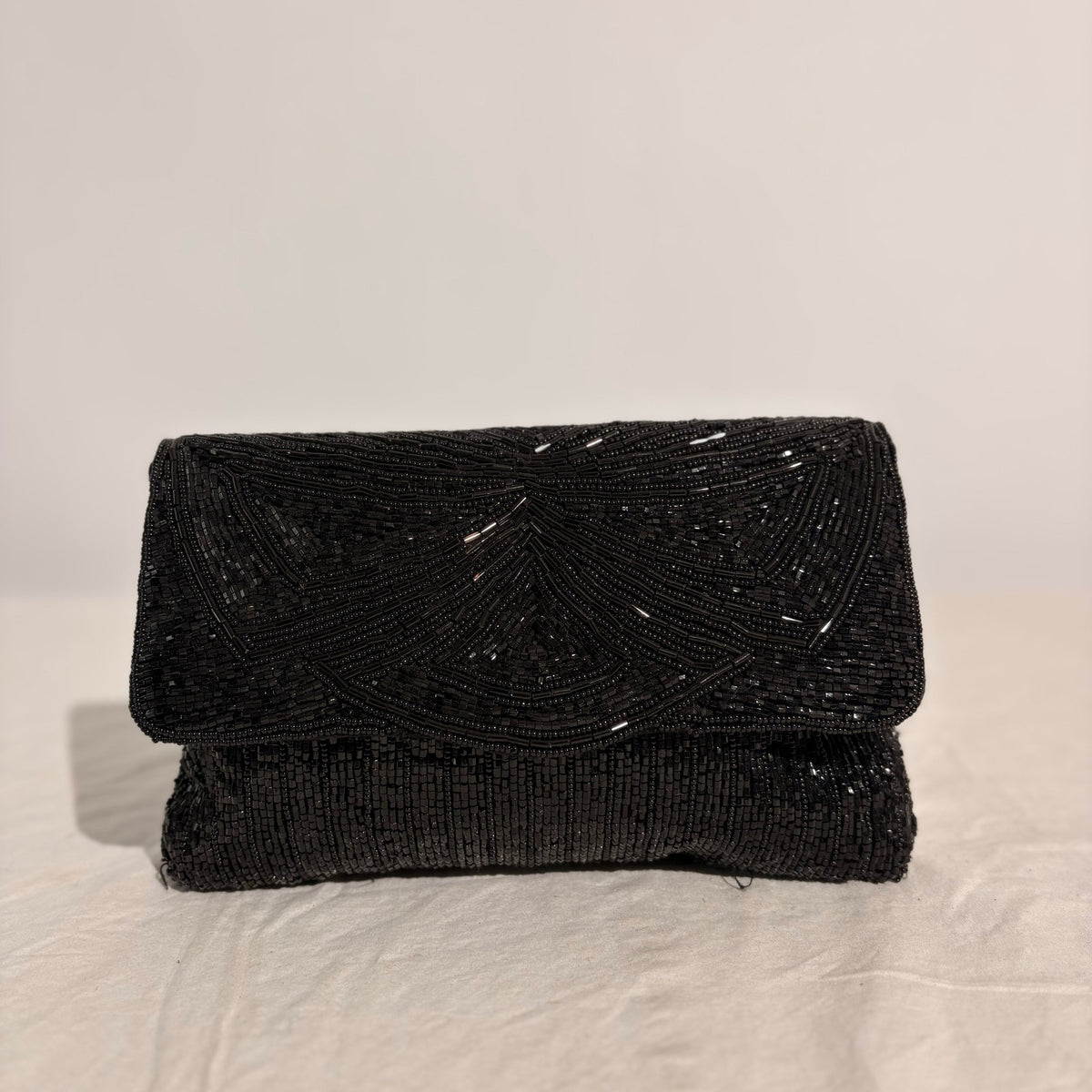 Vintage Magid Black Beaded Clutch - 8"x5"