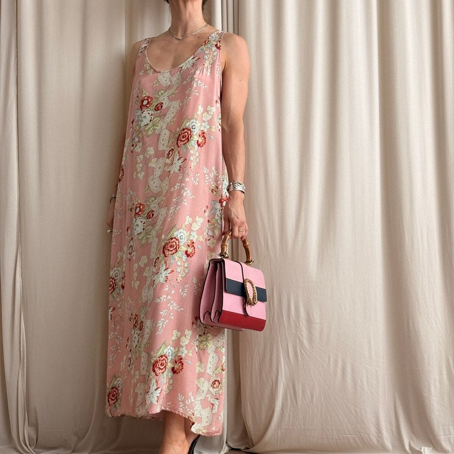 Gail Garner Slip Dress - Pink Floral, 90s - Size Large