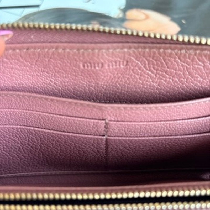 Miu Miu Dusty Pink Wallet - Leather, Zip-Around