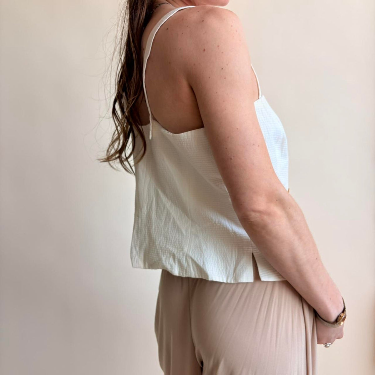 Worth Double-Breasted White Button-Down Top - Made in USA, Size M