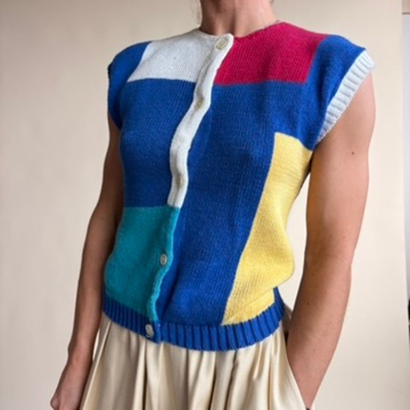Eagles Eye Patchwork Sleeveless Cardigan - Size 34 (Fits Small)