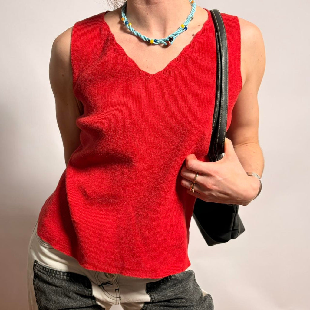 Pierre Cardin 100% Cotton V-Neck Knit Tank - Size Small