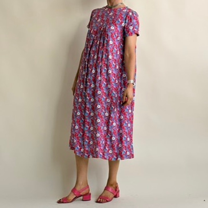 Jane Schaffhausen Bella Franc Stern Reborn Floral Dress - Red & Blue, 1940s-Inspired Size 4