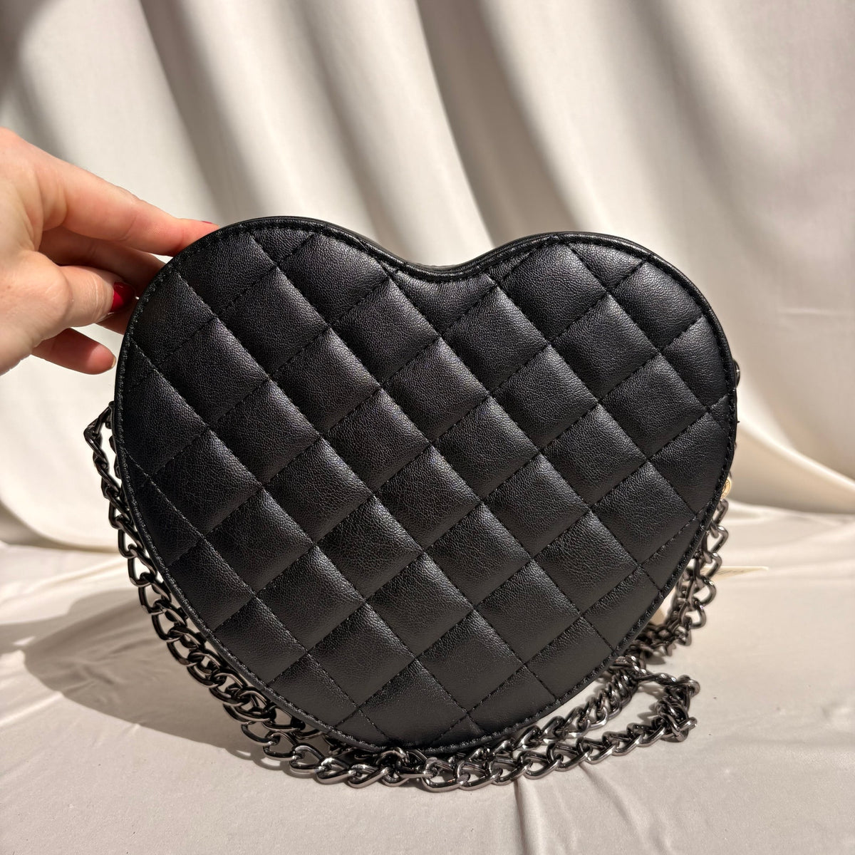 Valentino Orlandi Black Quilted Heart Crossbody Bag, NWT
