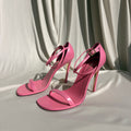 Burberry Octavia 100mm Pink Leather Strap Sandals Gold Accents Size EUR39 US8