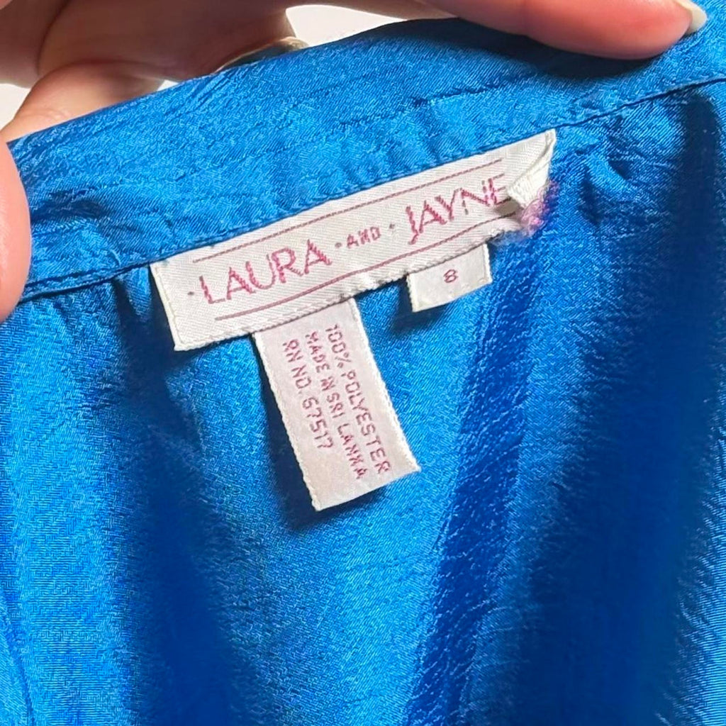 Vintage Laura & Jayne Crinkle Top ~ Iridescent Blue!