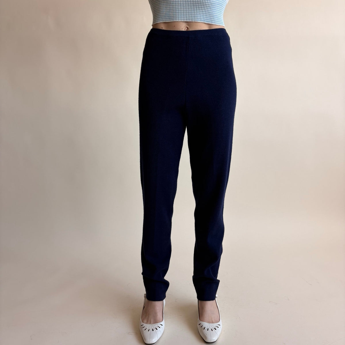 Jones & Co Navy Merino Wool Knit Pants - Size Small