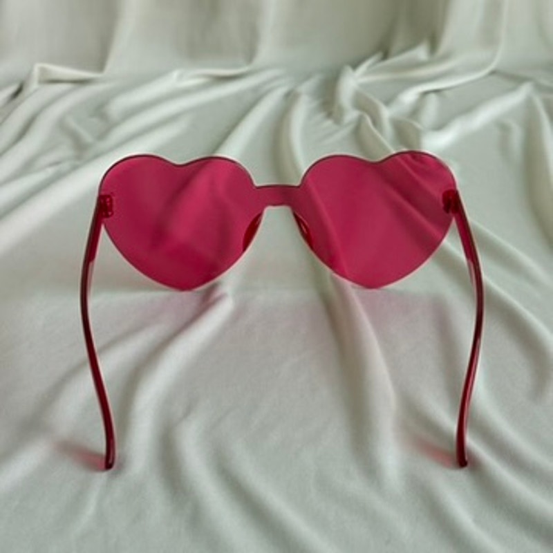 Pink Heart-Shaped Sunglasses - Plastic, Y2K Style