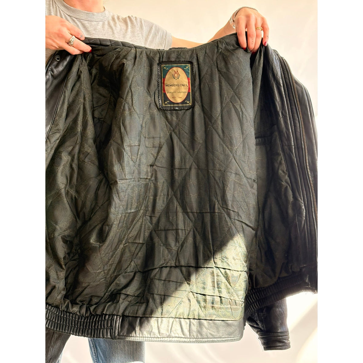 Vintage 1980s Members Only Black Leather Bomber Jacket