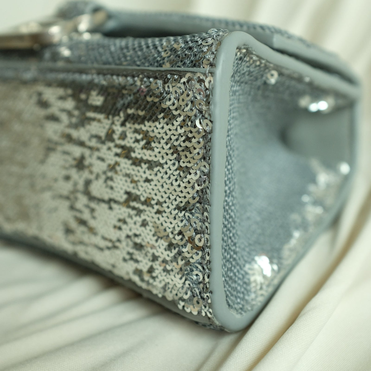 Balenciaga Hourglass Mini Sequin Bag - Silver, Calf Leather, NWT