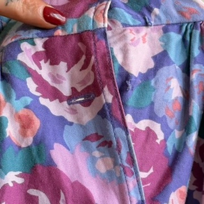 Alpenblick Pink & Purple Floral A-Line Dress - Cotton Size 10 (Fits S)