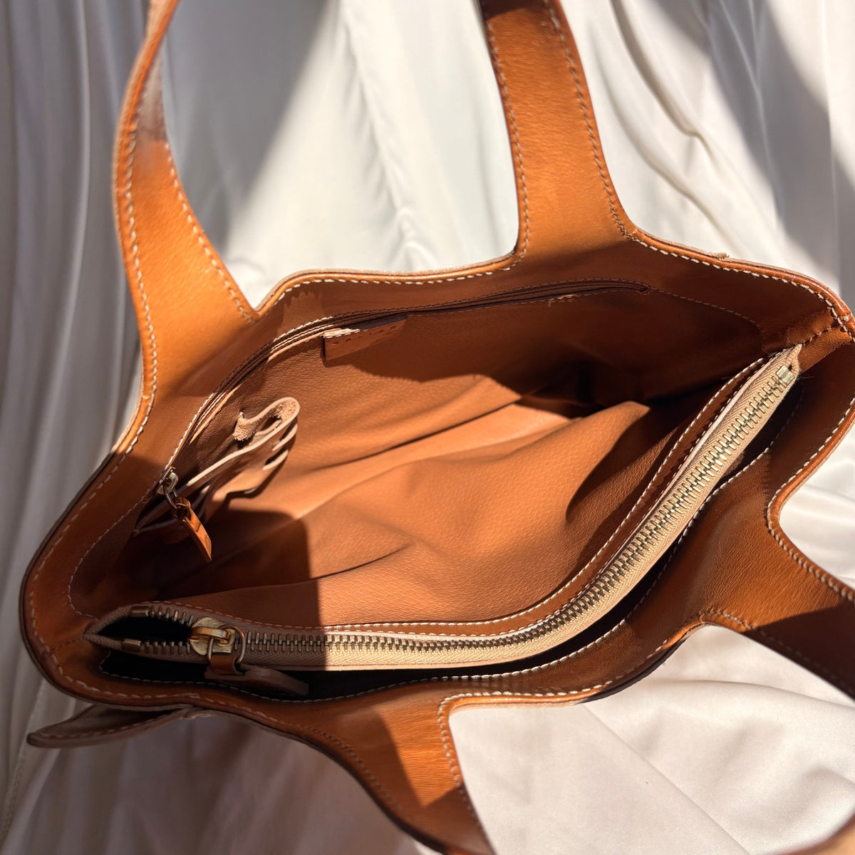 Vintage 90s Celine Triomphe Canvas Tote Bag - Tan Leather Trim