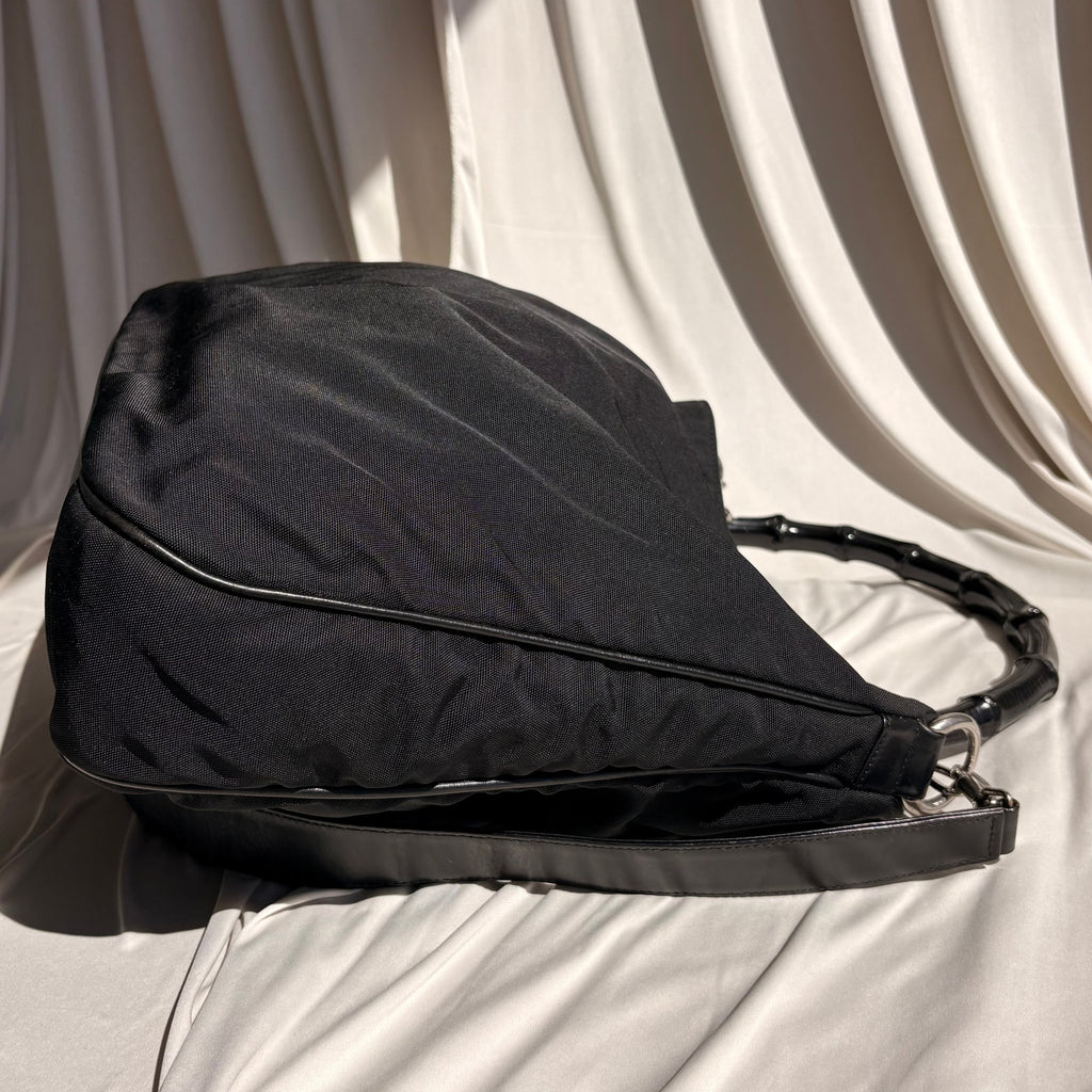 Gucci Bamboo Hobo Bag - Black Nylon, Leather, Tom Ford Era