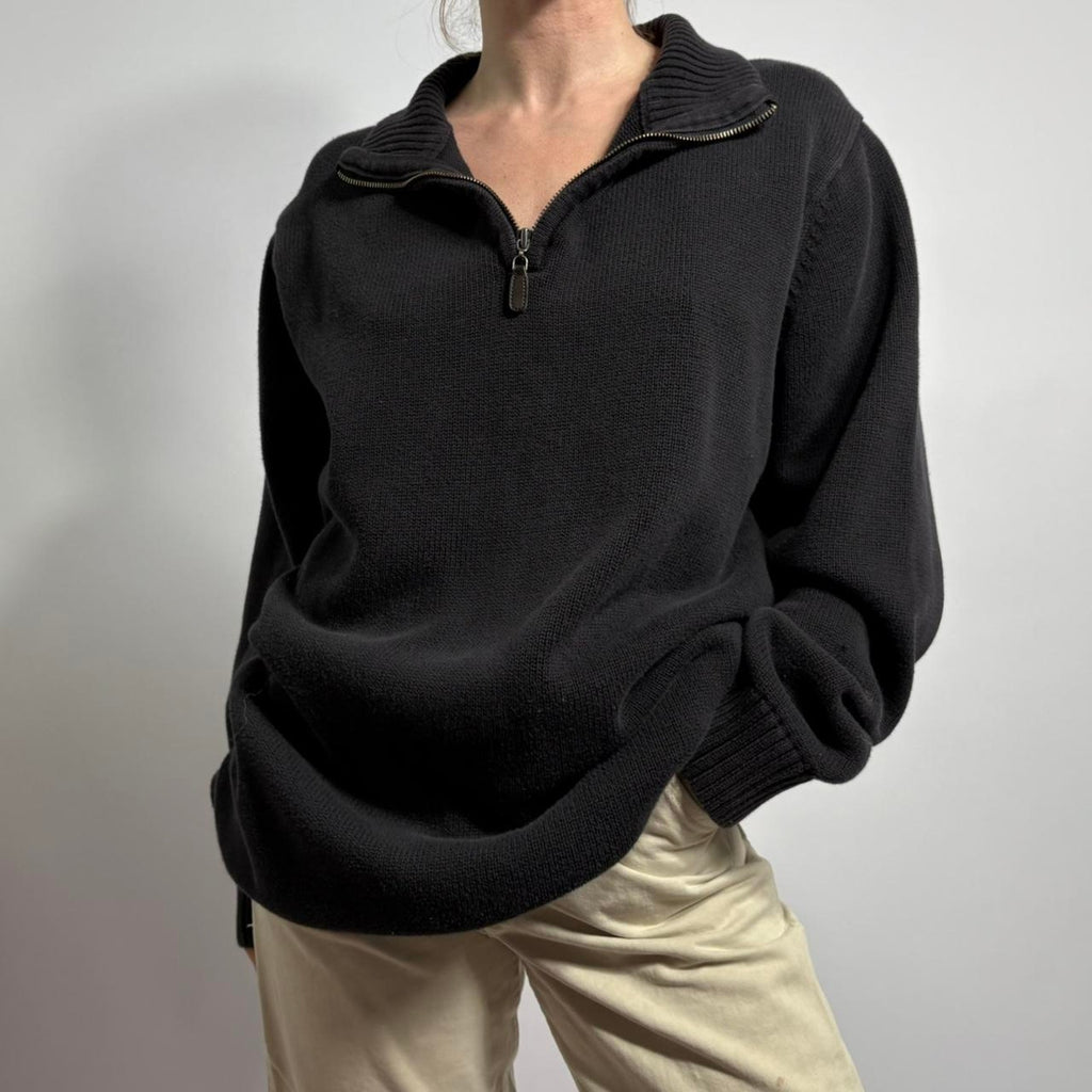 L.L.Bean Black Quarter Zip Sweatshirt - Men's XL