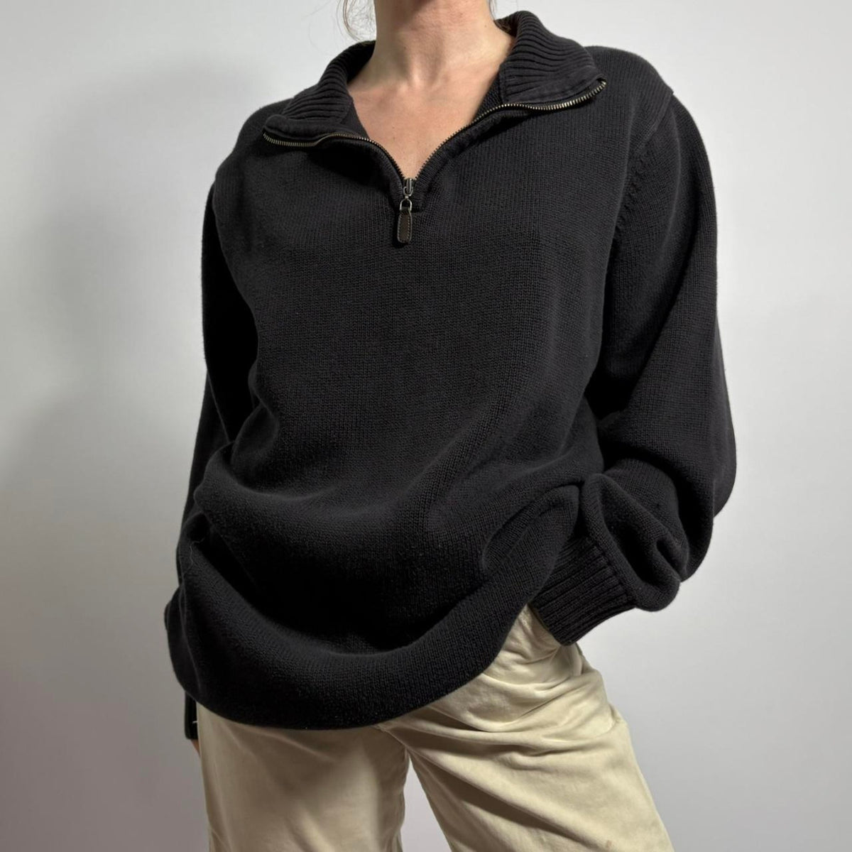 L.L.Bean Black Quarter Zip Sweatshirt - Men's XL