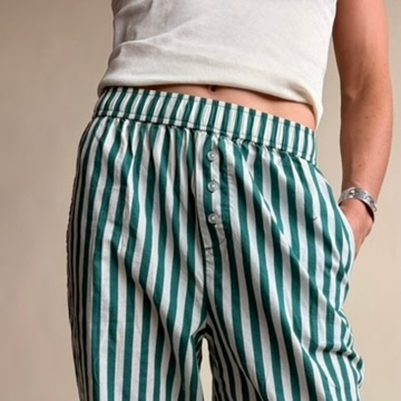 Grayson Threads Green & White Stripe Lounge Pants -  Size XXS