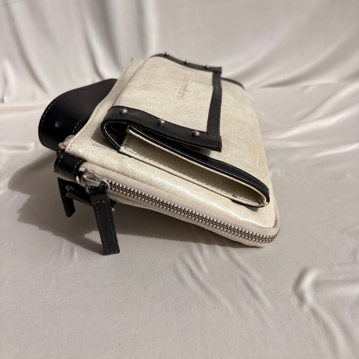 Vintage Jean Paul Gaultier Cream & Black Studded Belted Crossbody Bag