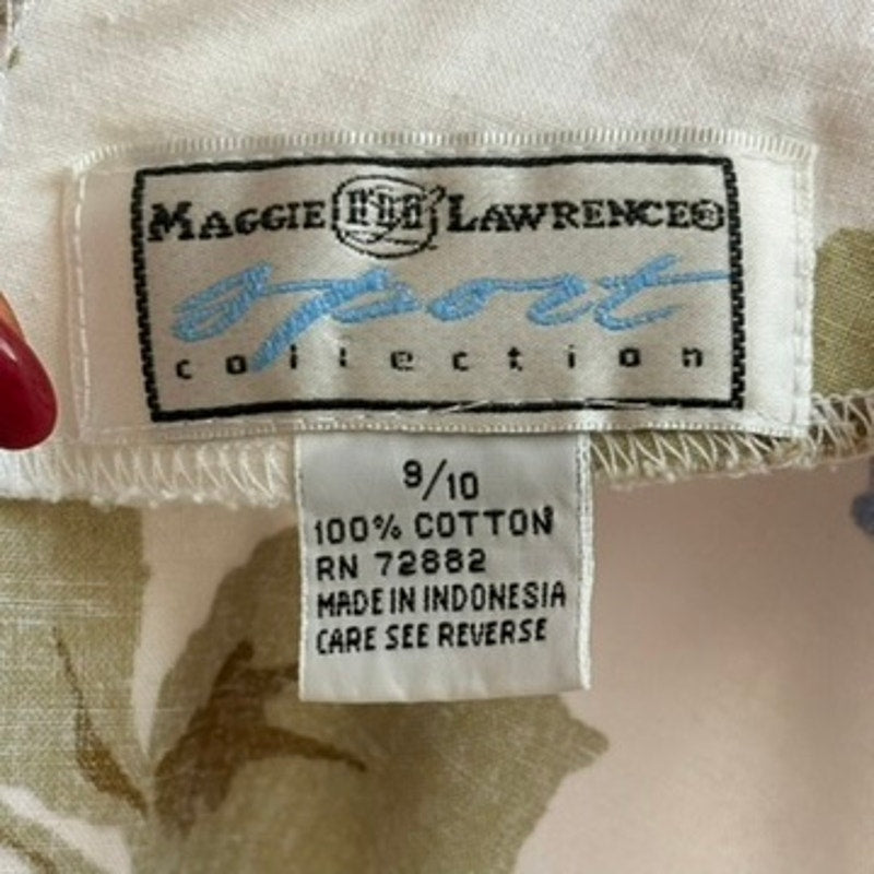 Maggie Lawrence Sport Collection White Floral Drop-Waist Dress -100% Cotton- Size 9/10 (Fits S)
