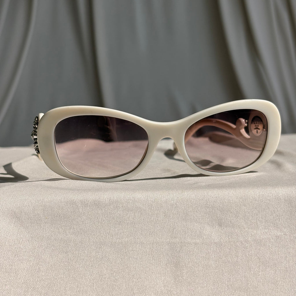 Prada Crystal Absolute Collection 33P Minimal Baroque Sunglasses - White, Crystal