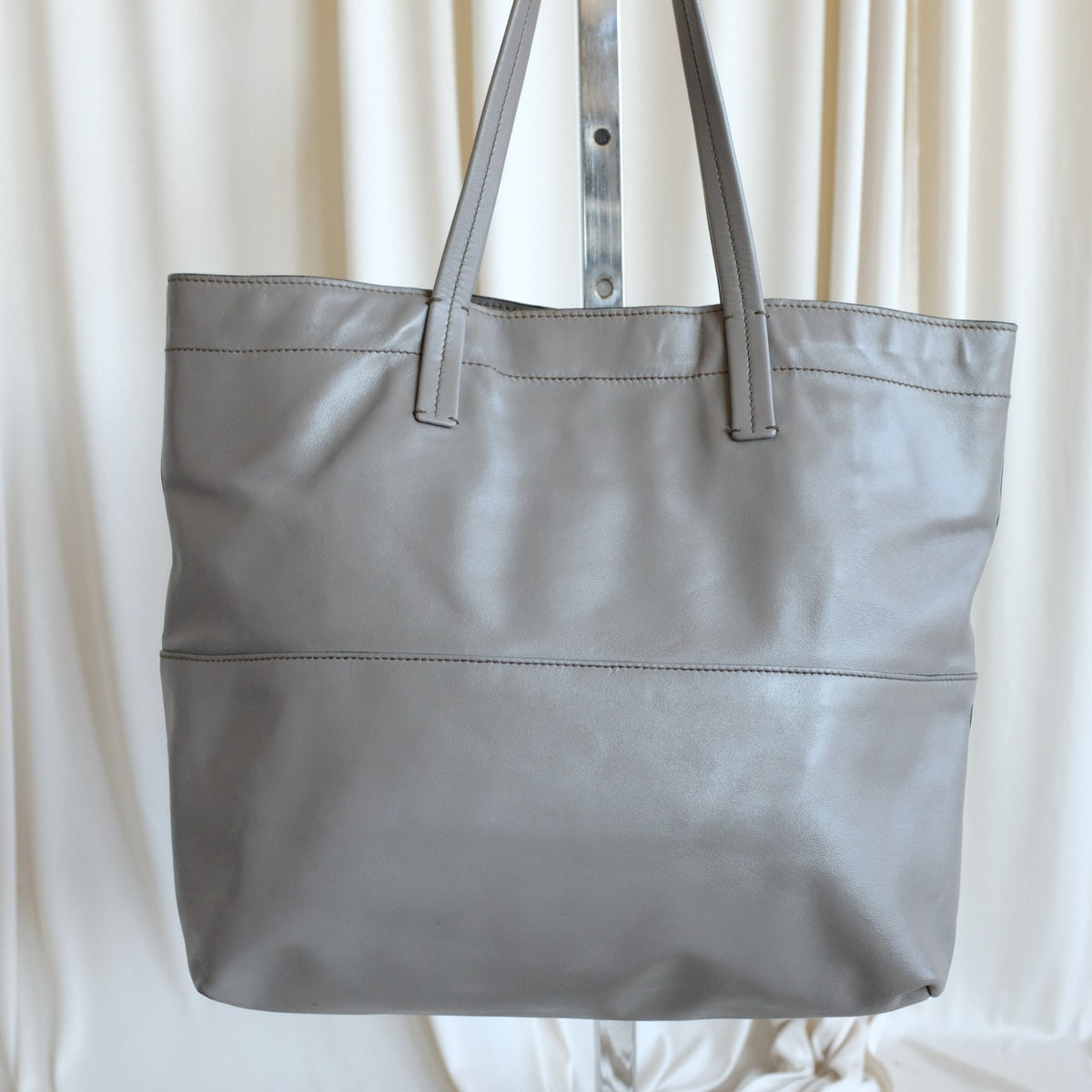 MIU MIU Vitello Soft Leather Shopping Tote Bag - Gray