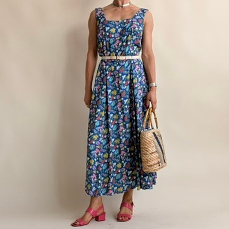 Liz Claiborne Sport Blue Floral Sun Dress -  Size 6 (Fits M)