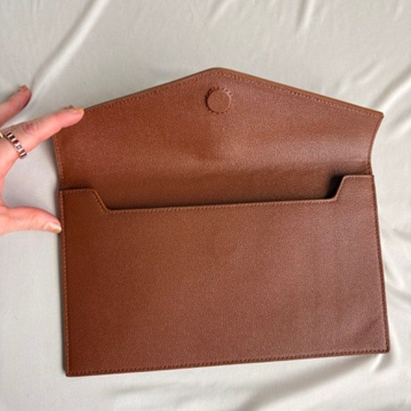 Saint Laurent Uptown Pouch - Brown Grained Leather