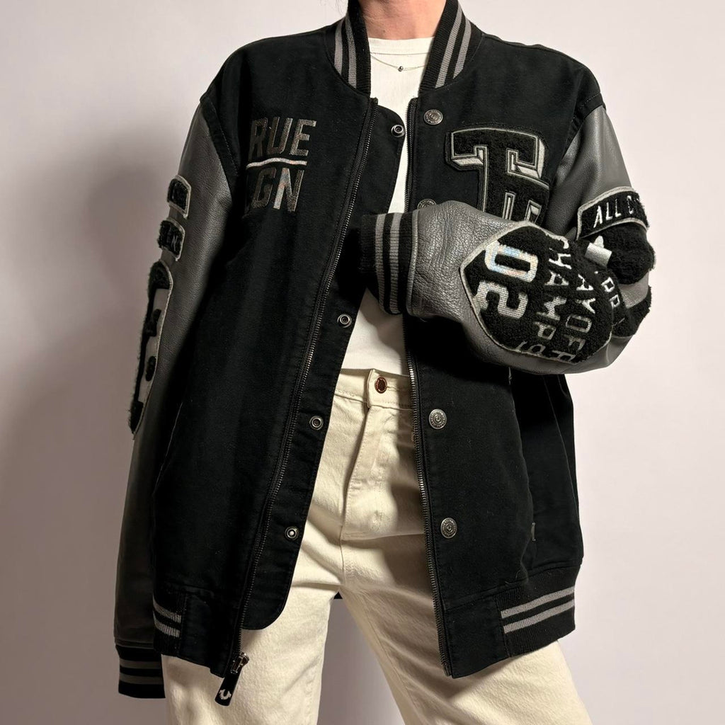 True Religion Varsity Jacket - Black/Grey, Size XL