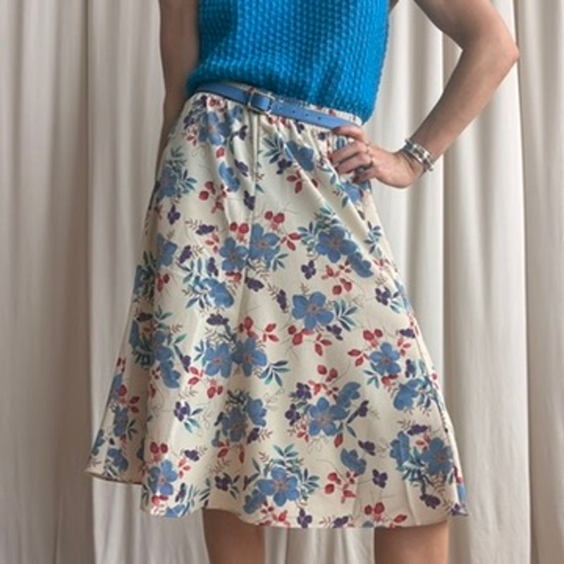 Maggie Sweet Floral Midi - Cream, Blue & Pink - Petite Large