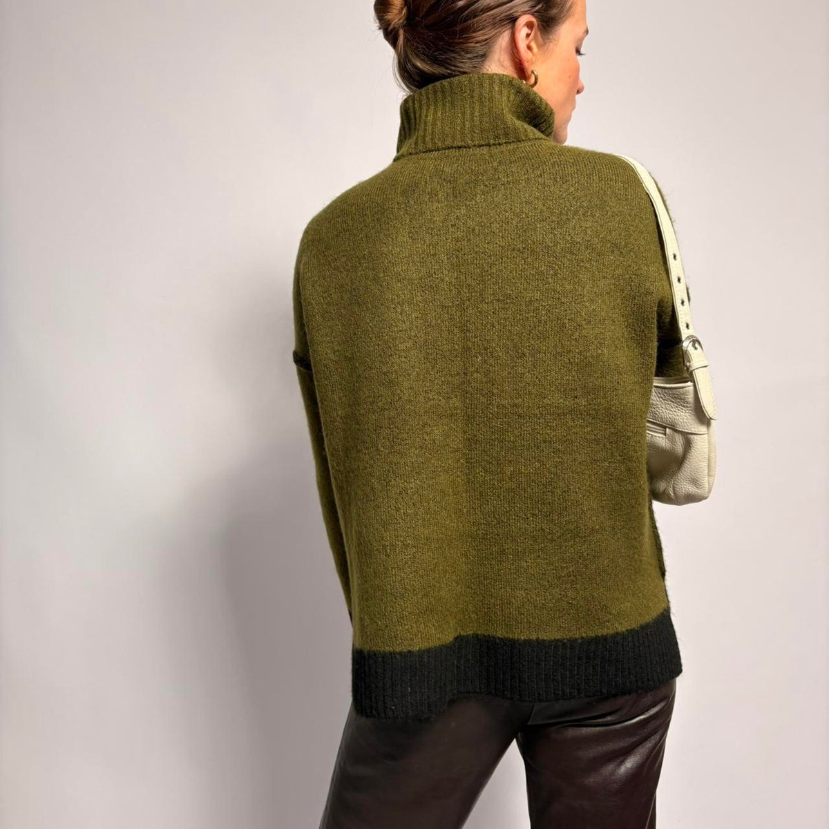 Sweet Romeo Two-Tone Turtleneck - Green, Size Medium