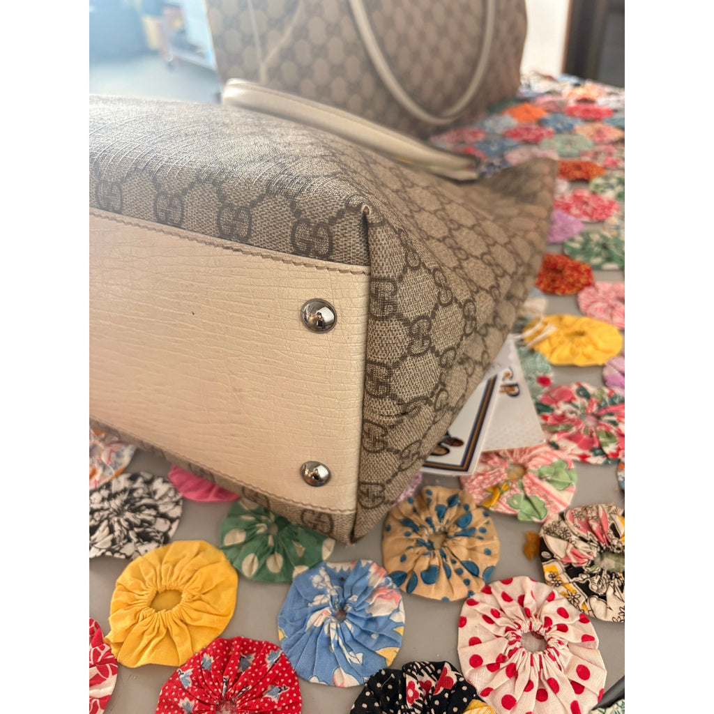 Gucci GG Supreme Joy Vertical Tote - Neutral Canvas, Light Leather Trim