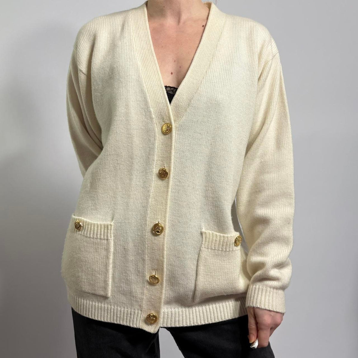 Vintage Karen Scott Cream Cardigan - Small