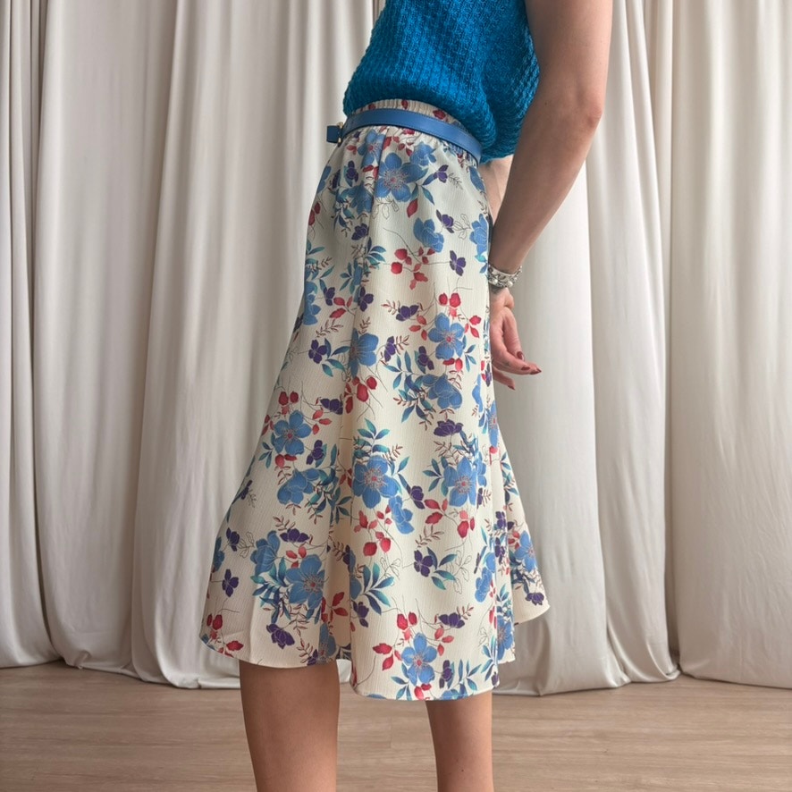 Maggie Sweet Floral Midi - Cream, Blue & Pink - Petite Large