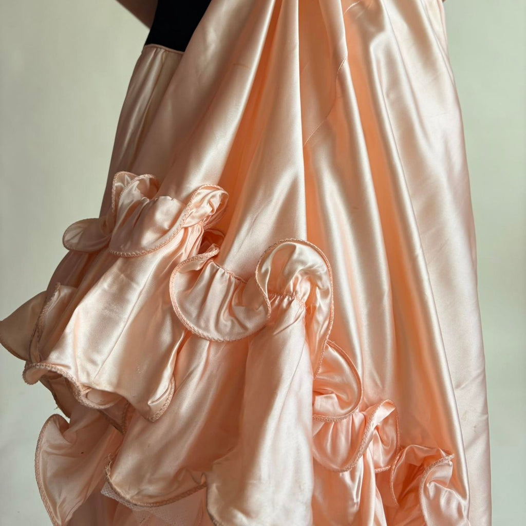 Sharon Akin Black Velvet & Pink Prom Dress - Vintage 80s, Size Small