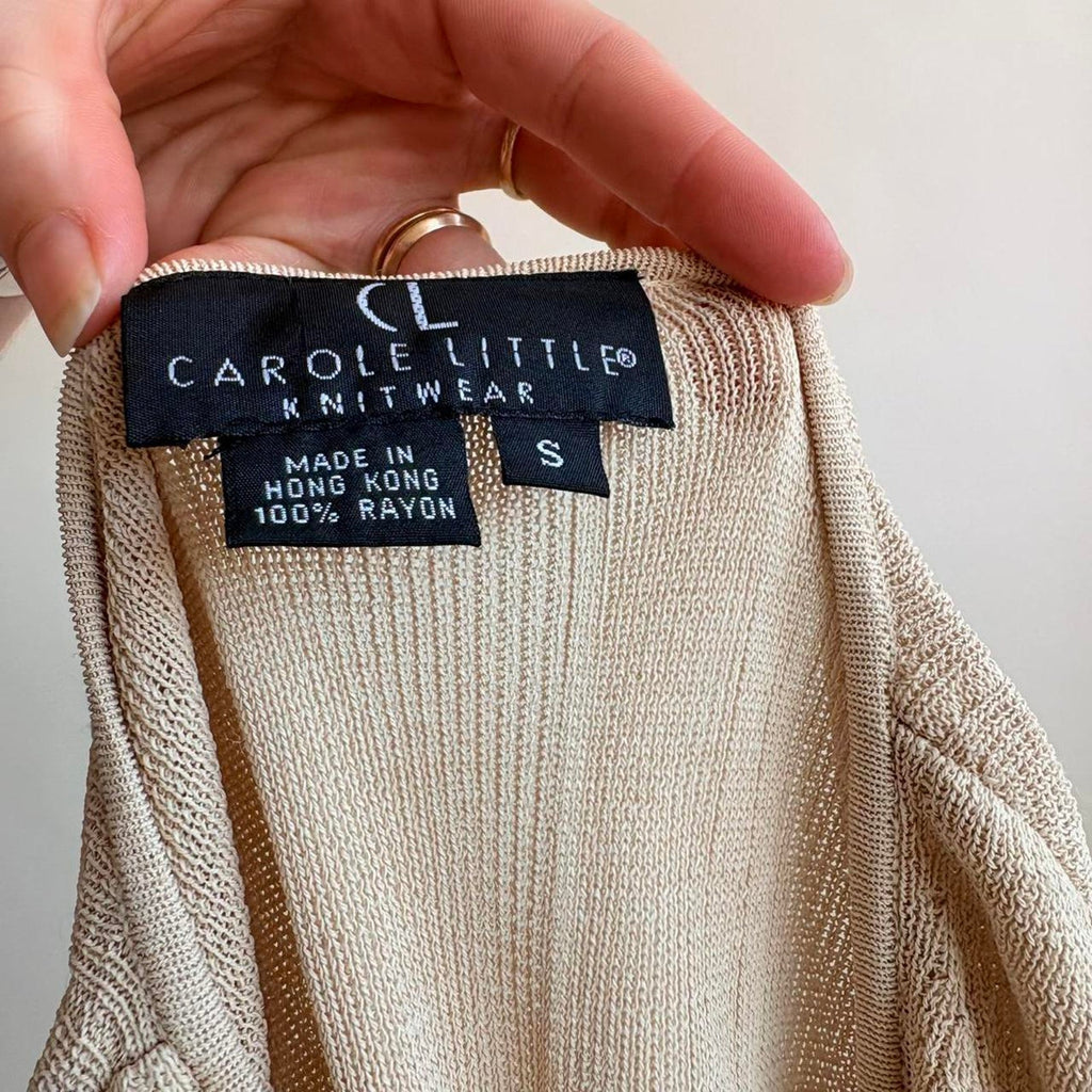 Caroline Little Knitwear Nude Tan Rayon Knit Top - Size Small
