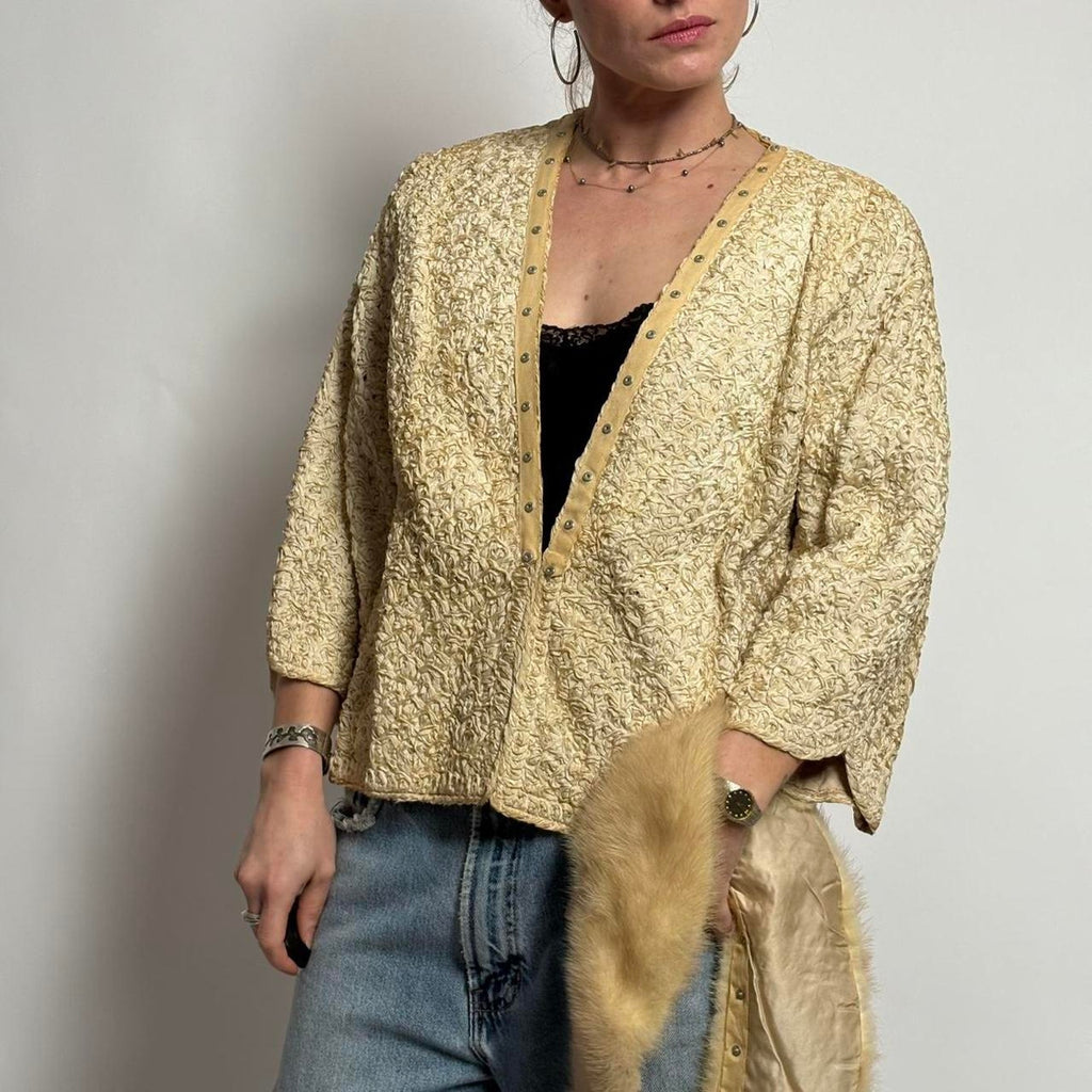 Vintage 1950s Ribbon Knit jacket by Dolly Muff Msg. Co.