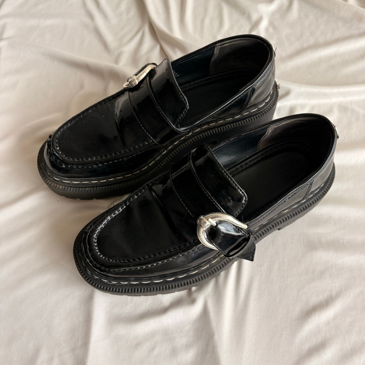 Circus by Sam Edelman Everly Loafer - Chunky Black Patent, Buckle, 7.5