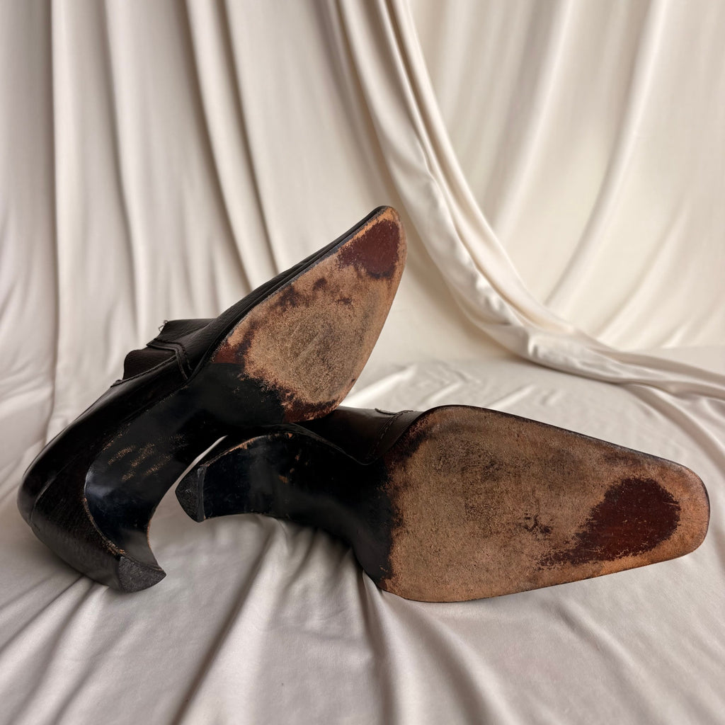Vintage Stuart Weitzman Brown Leather Ankle Booties - Curved Heel, 7.5